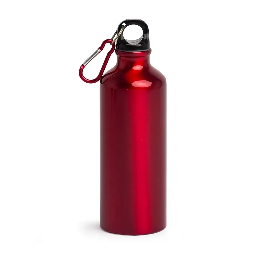 Squeeze alumínio personalizado 500ml com mosquetão, vermelho