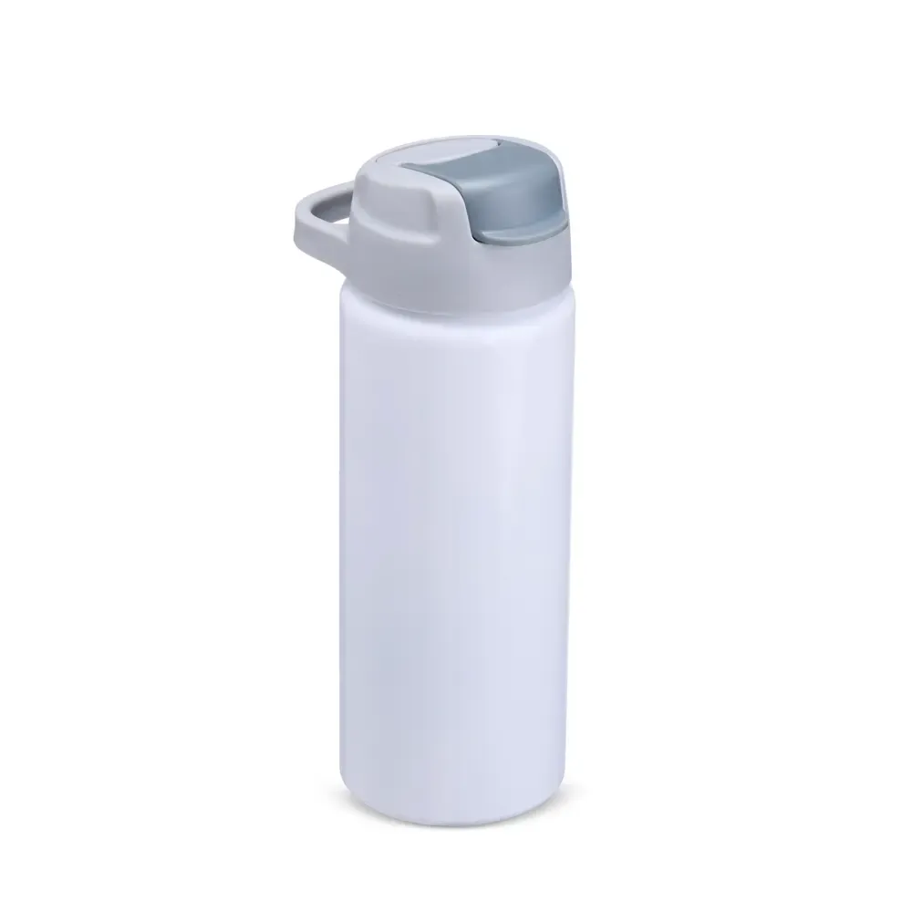 Squeeze alumínio personalizado 600ml com bico flip, branco
