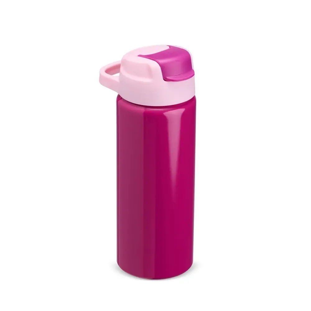 Squeeze alumínio personalizado 600ml com bico flip, rosa escuro