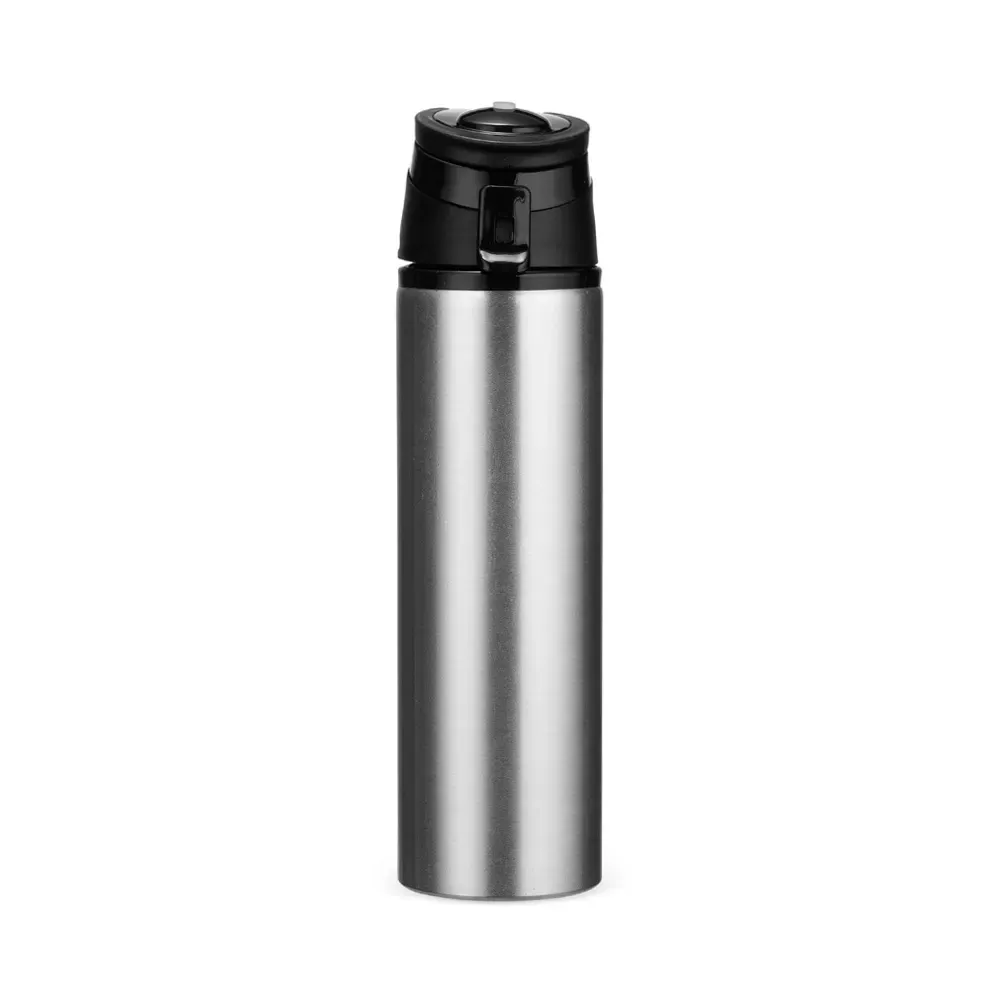 Squeeze de alumínio 650ml com alça retrátil acabamento inox
