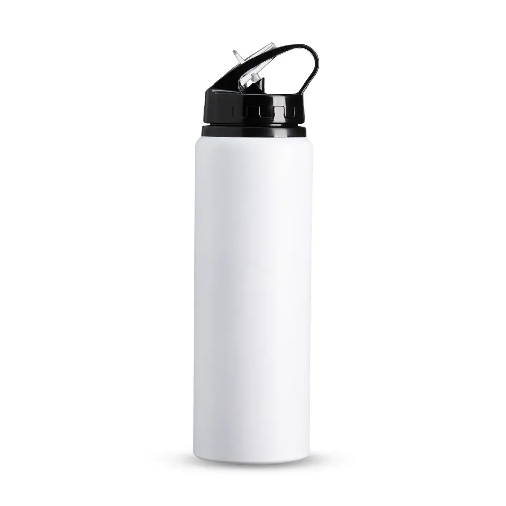 Squeeze alumínio personalizado 800ml com canudo removível, branco