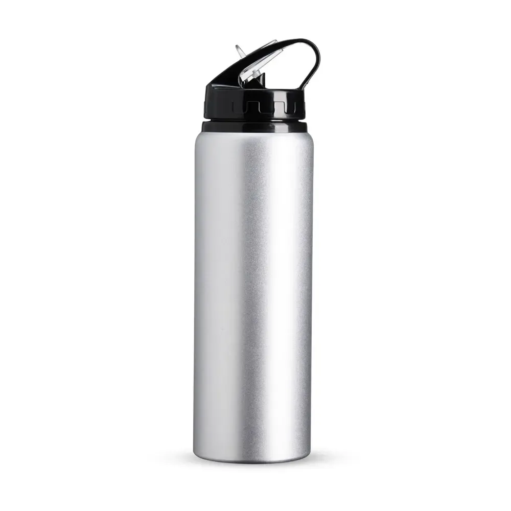 Squeeze alumínio personalizado 800ml com canudo removível, prata