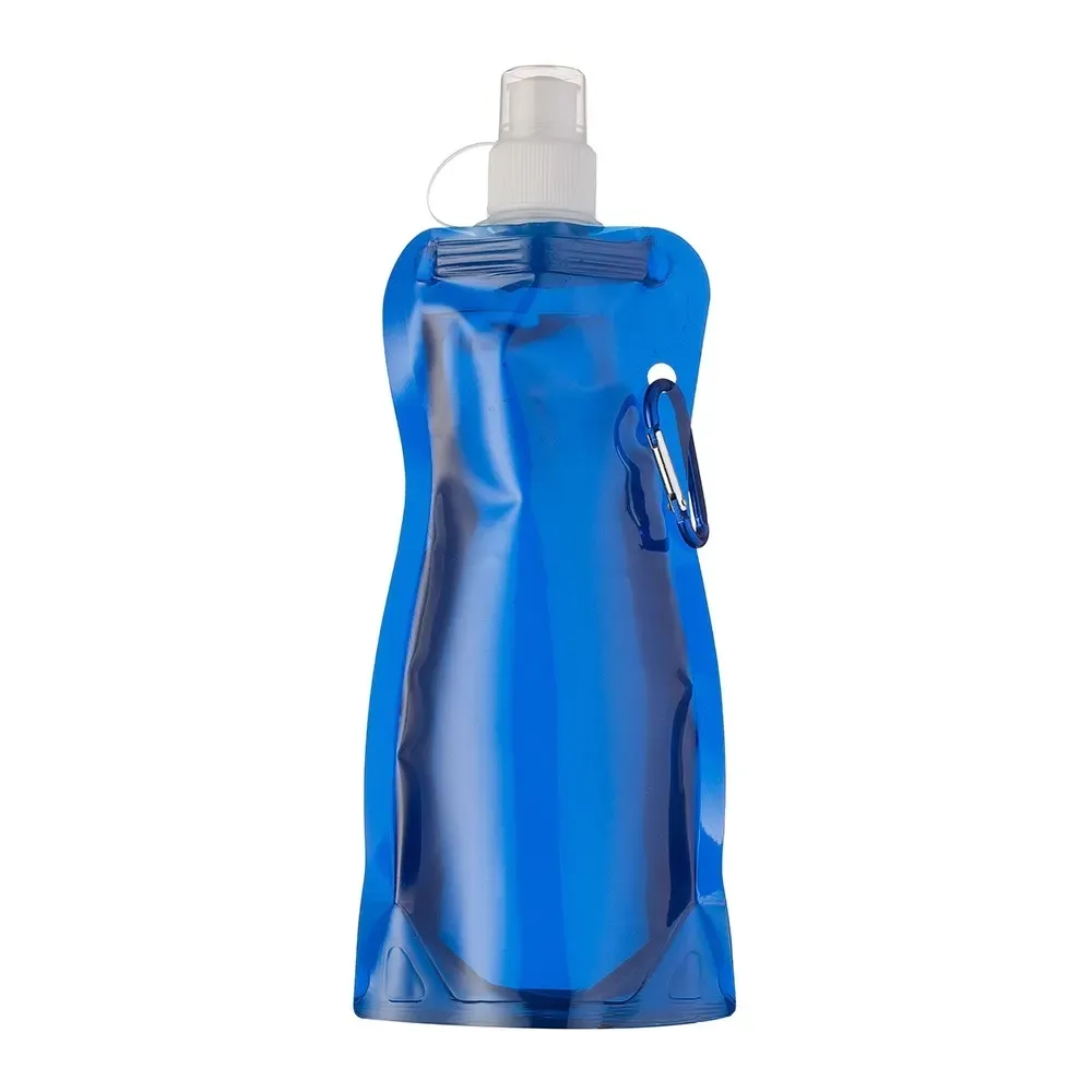 Squeeze dobrável plástico 450ml com mosquetão azul