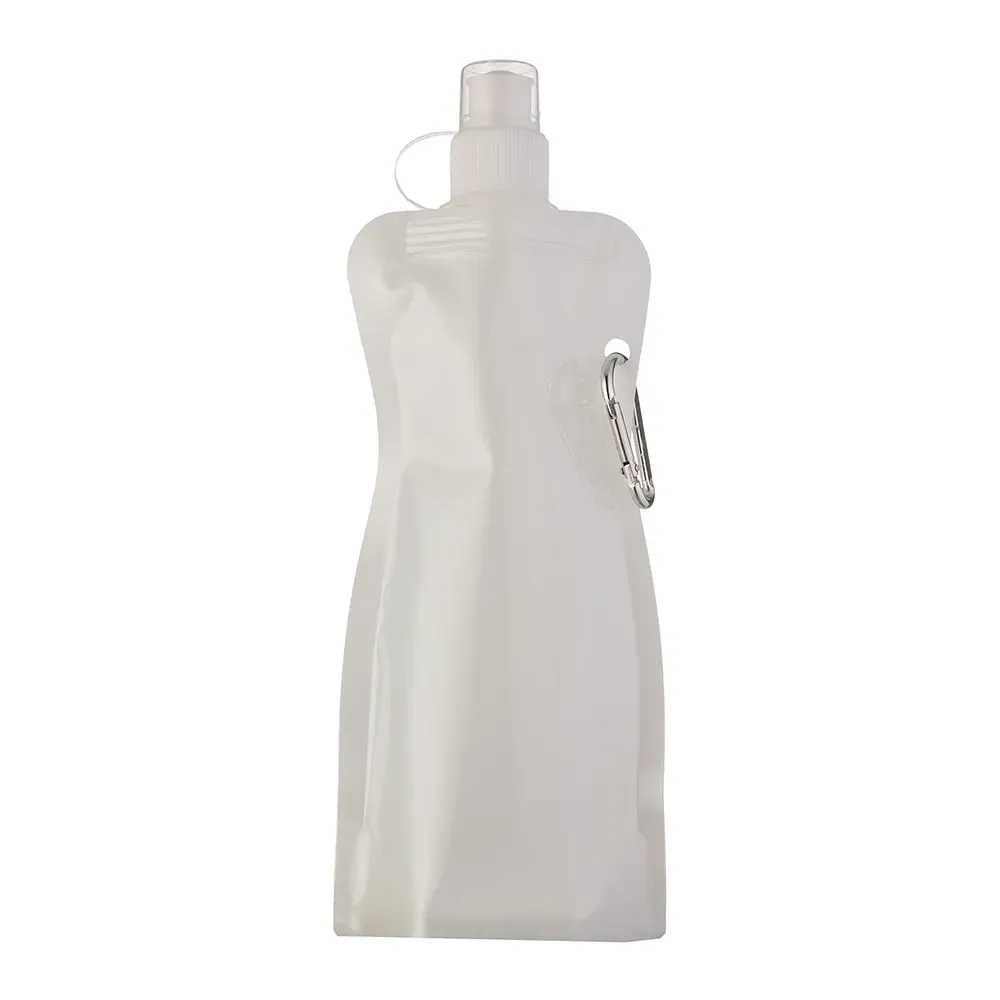 Squeeze dobrável plástico 450ml com mosquetão branco