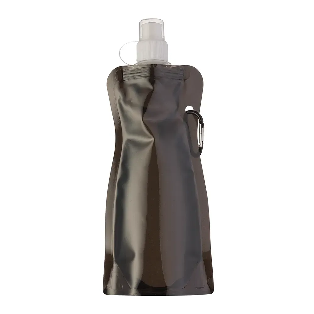 Squeeze dobrável plástico 450ml com mosquetão preto