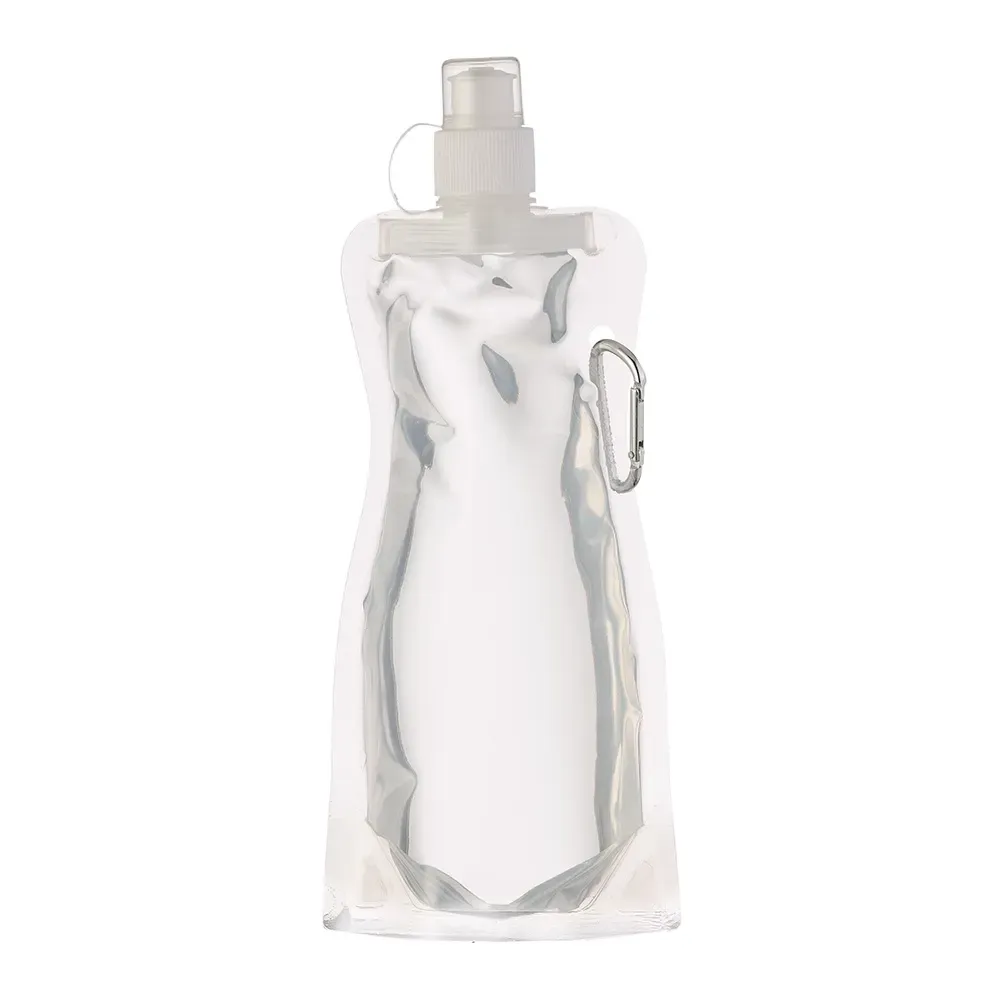 Squeeze dobrável plástico 450ml com mosquetão transparente