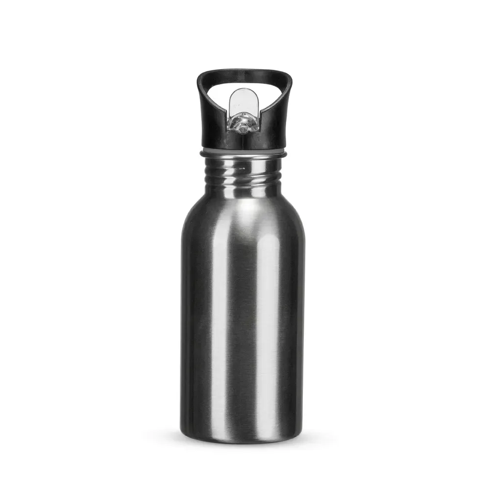 Squeeze inox personalizado 450ml com bico flip, acabamento inox