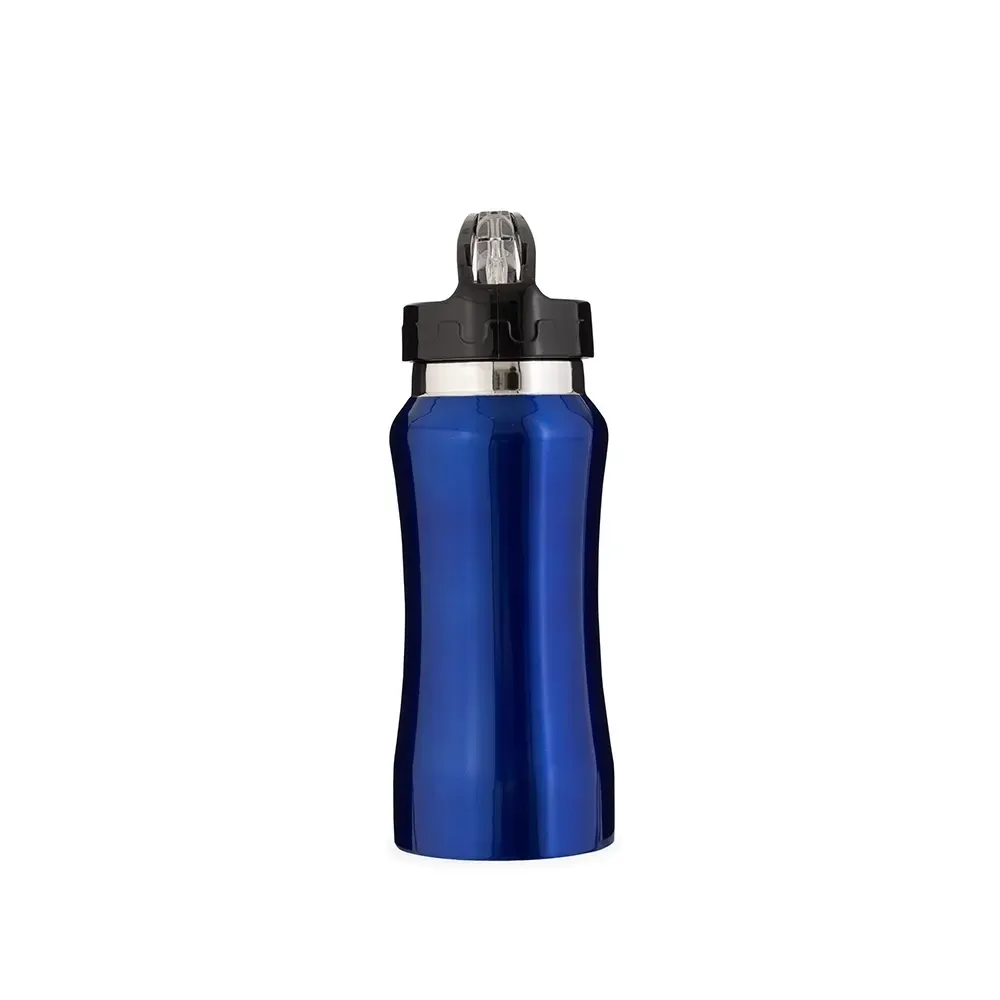 Squeeze inox 500ml com mosquetão azul