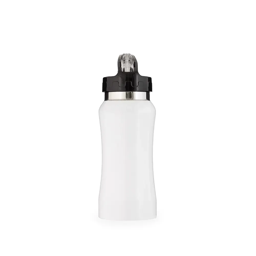 Squeeze inox 500ml com mosquetão branco