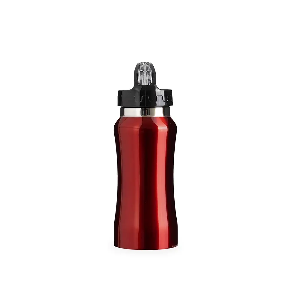 Squeeze inox 500ml com mosquetão vermelho