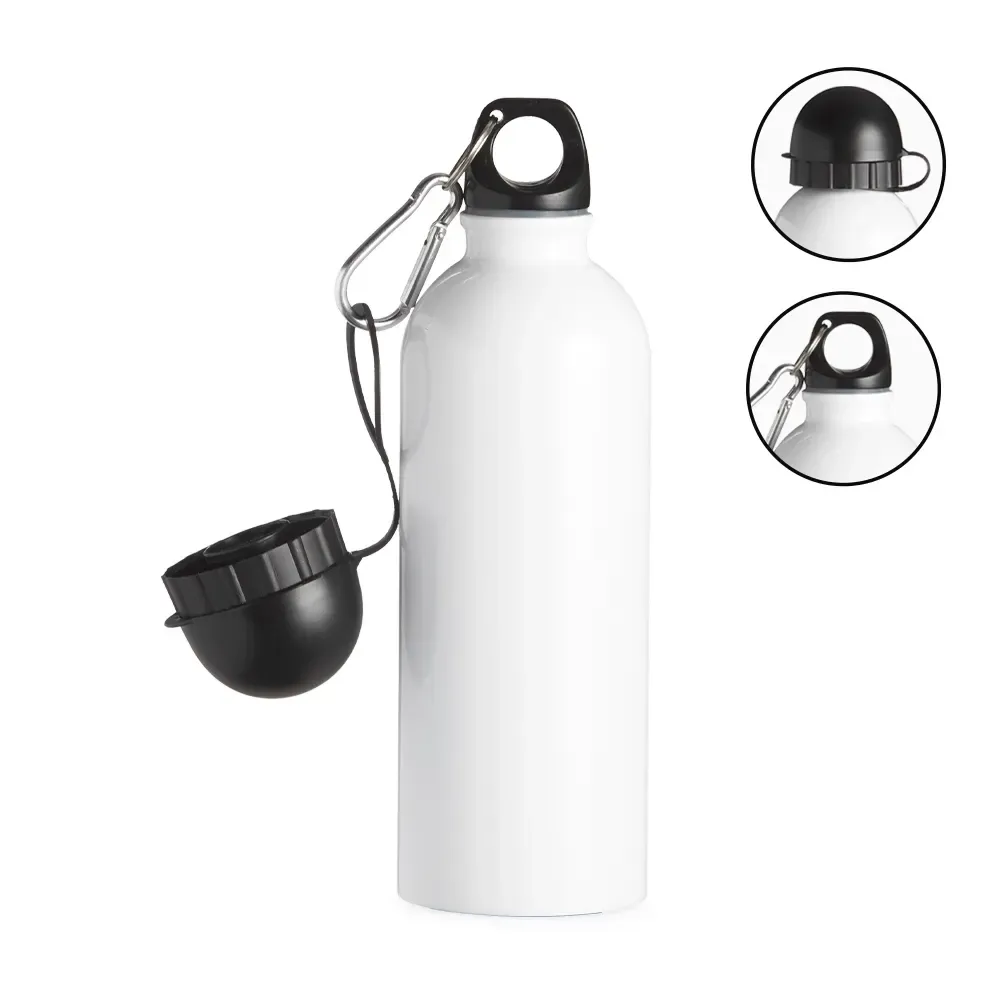 Squeeze inox personalizado 500ml pintura metalizada, branco