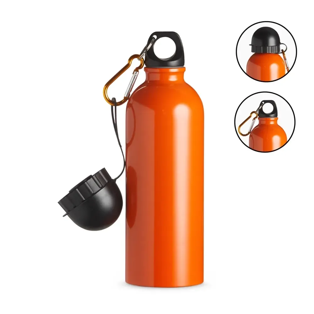 Squeeze inox personalizado 500ml pintura metalizada, laranja