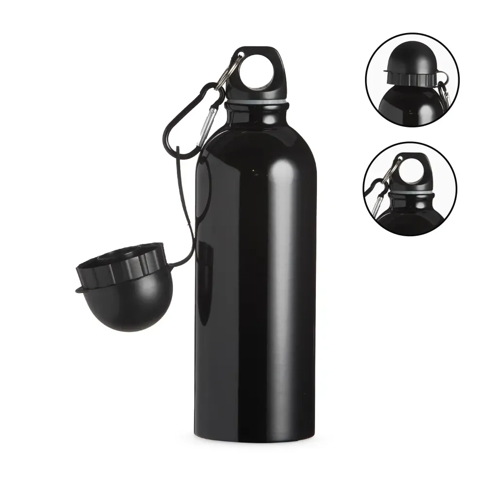 Squeeze inox personalizado 500ml pintura metalizada, preto