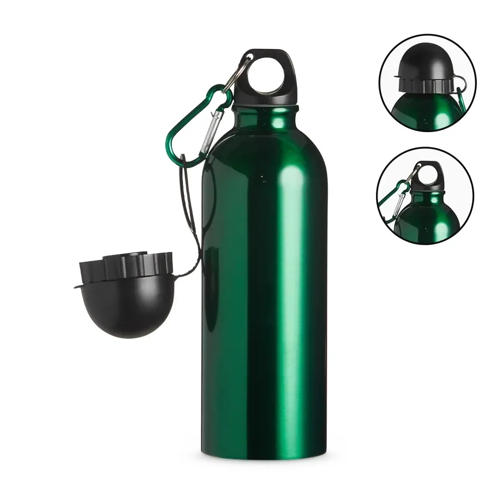 Squeeze inox personalizado 500ml pintura metalizada, verde