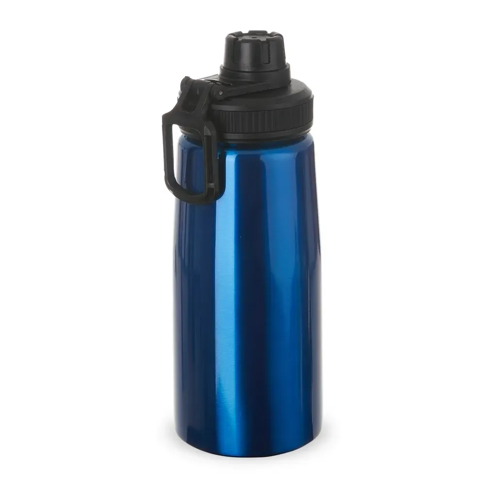 Squeeze inox personalizado 750ml com detalhe emborrachado, azul
