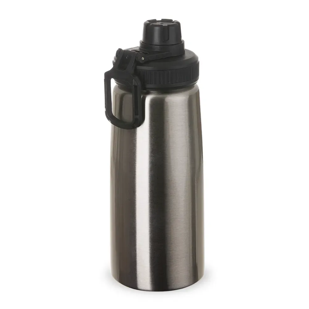 Squeeze inox personalizado 750ml com detalhe emborrachado, acabamento inox