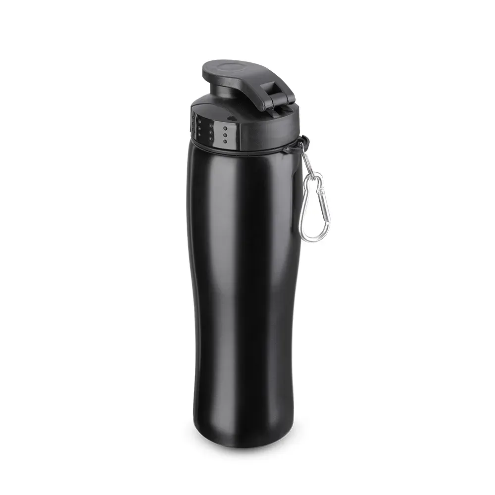 Squeeze inox 750ml com mosquetão preto