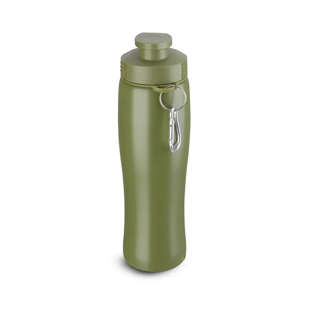 Squeeze inox 750ml com mosquetão verde