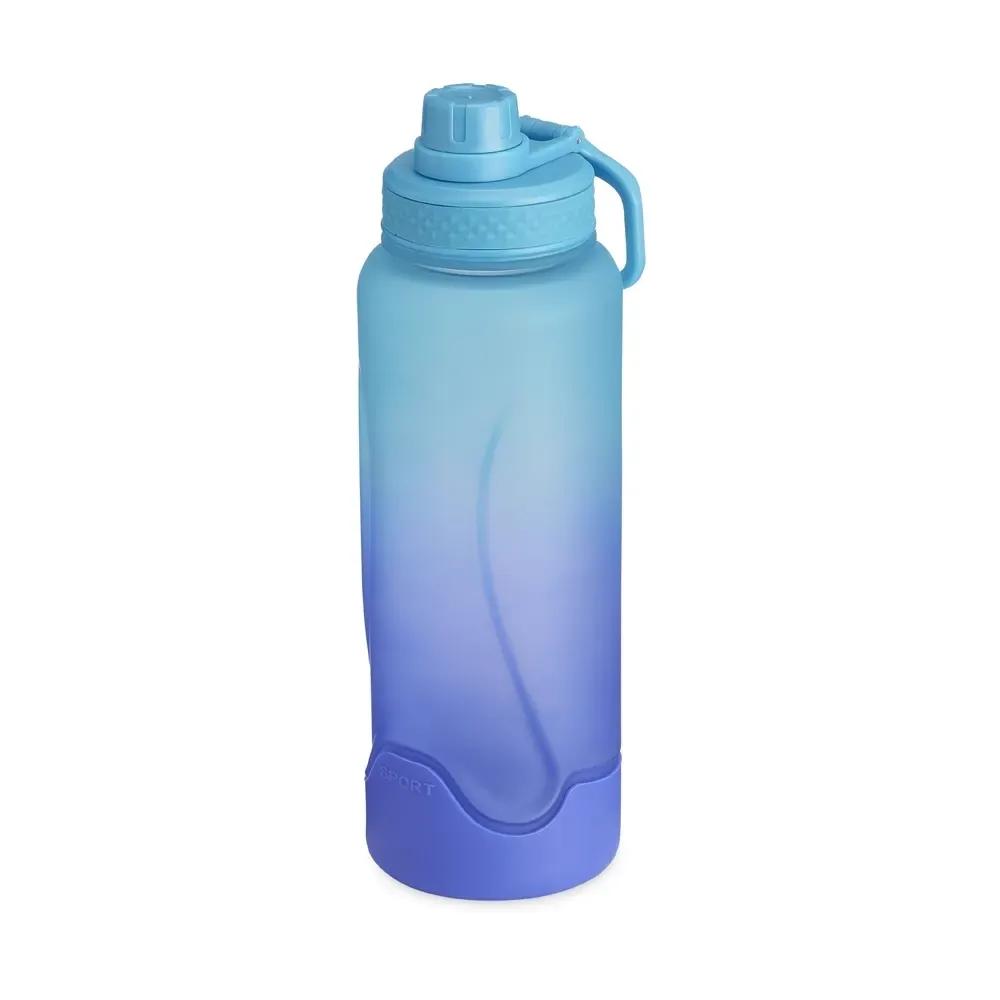Squeeze plástico 1,1 litros com base de silicone personalizado, azul claro