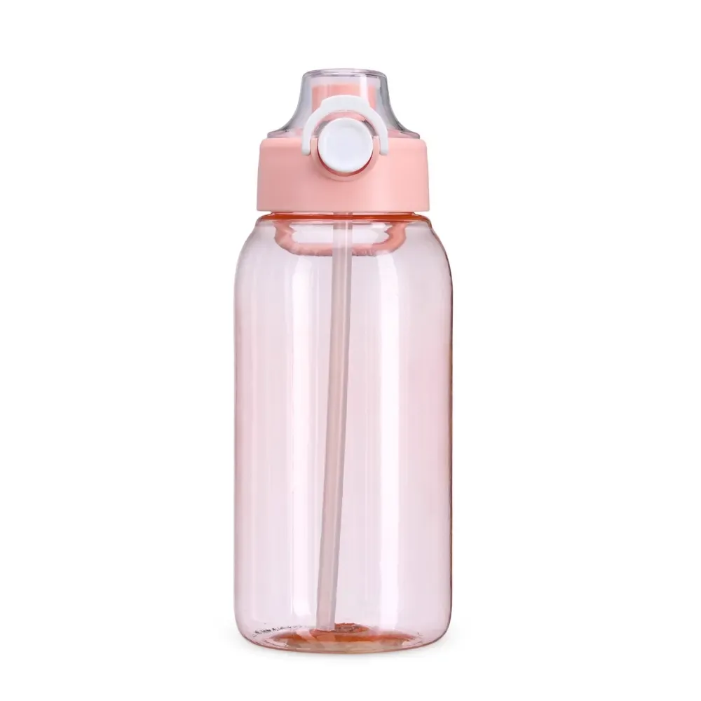 Squeeze plástico 1 litro com canudo interno personalizado, rosa