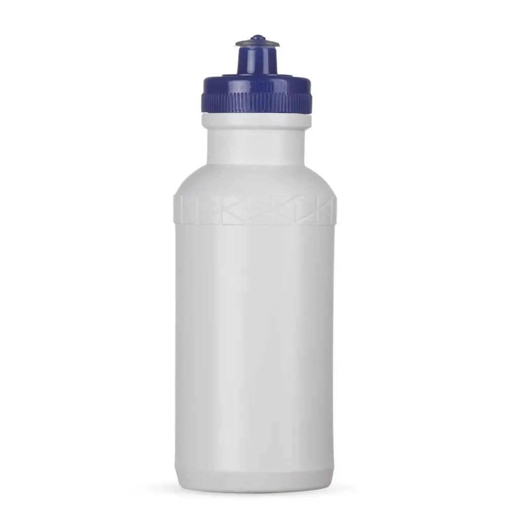 Squeeze plástico 500ml corpo branco com tampa azul escura