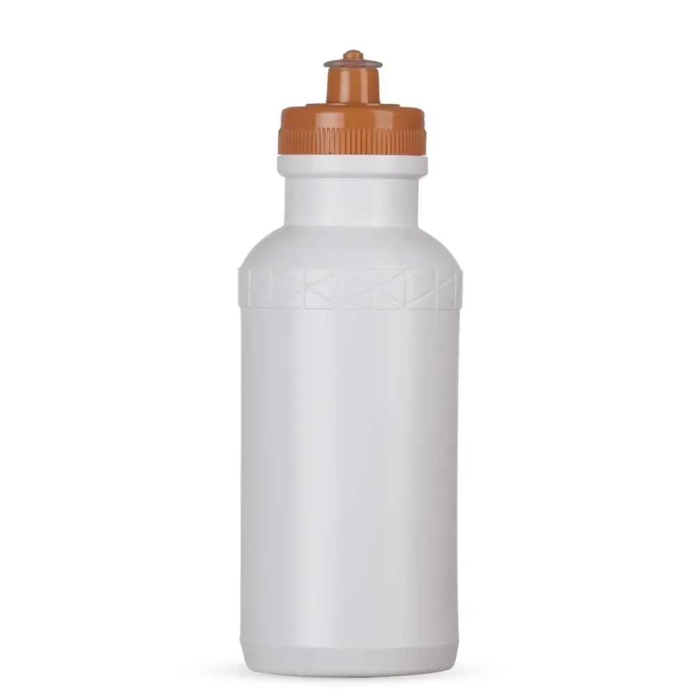 Squeeze plástico 500ml corpo branco com tampa laranja