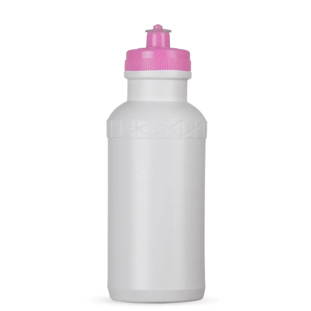 Squeeze plástico 500ml corpo branco com tampa rosa