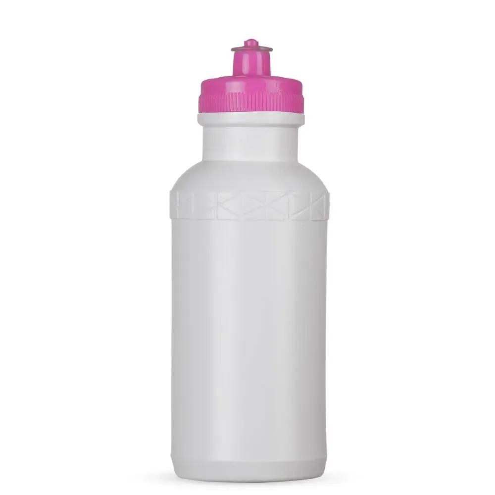 Squeeze plástico 500ml corpo branco com tampa rosa escura