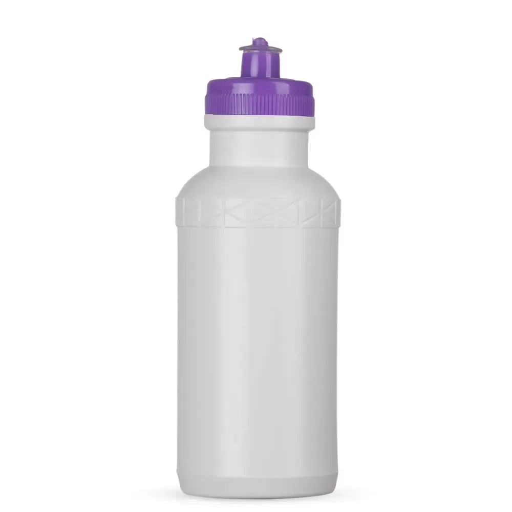 Squeeze plástico 500ml corpo branco com tampa roxa