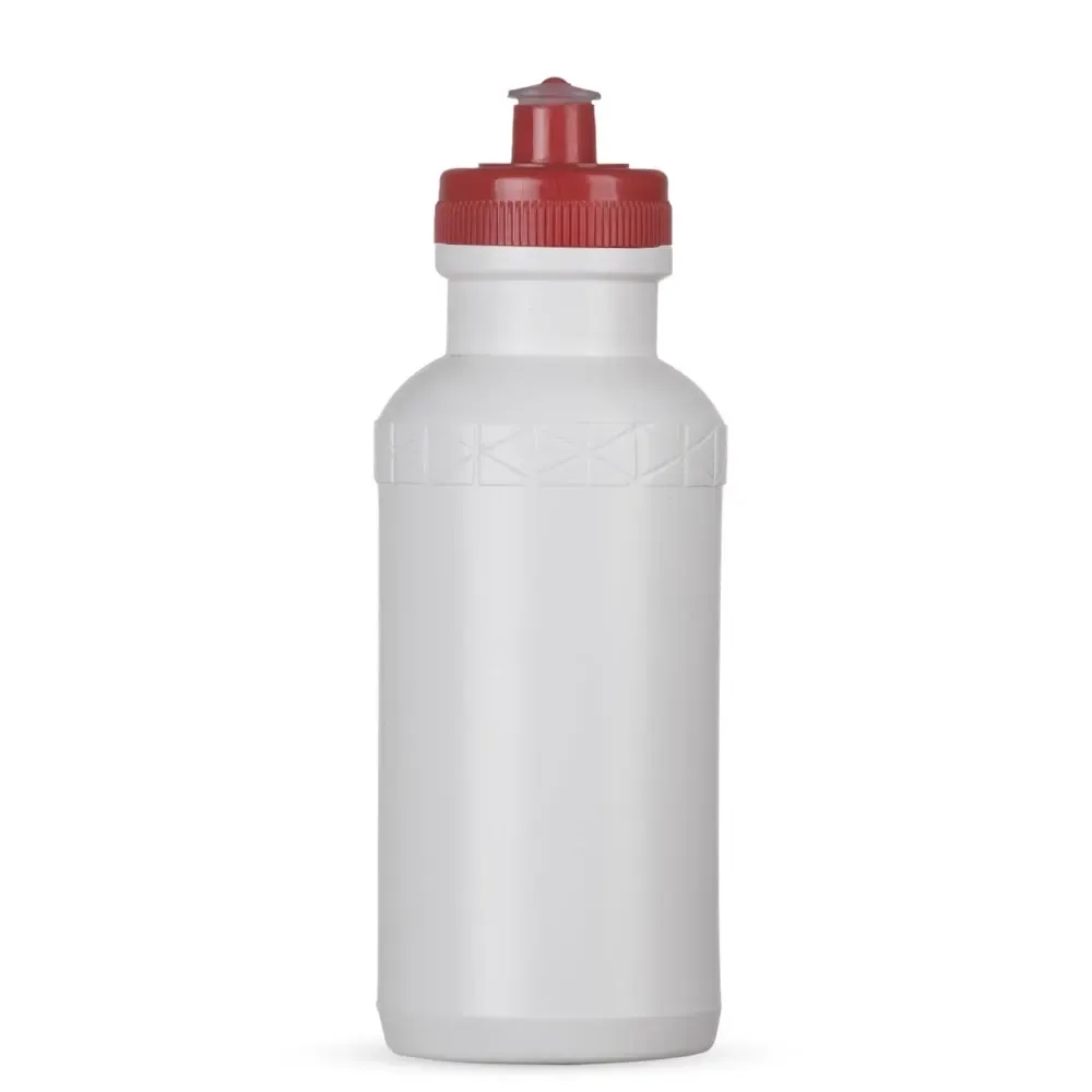 Squeeze plástico 500ml corpo branco com tampa vermelha