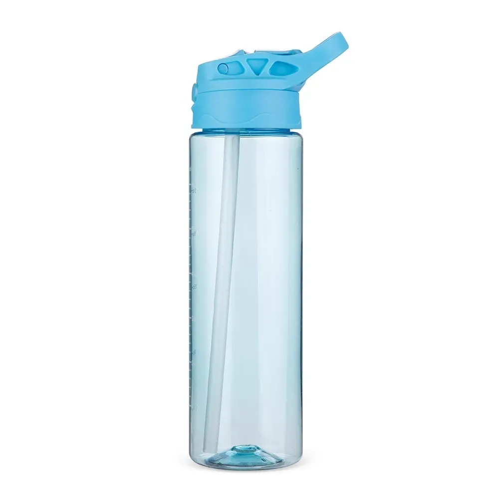 Squeeze plástico 700ml com botão de acionamento azul claro