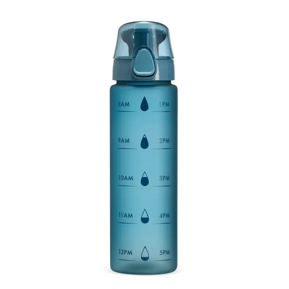 Squeeze plástico 700ml com marcador de horário azul
