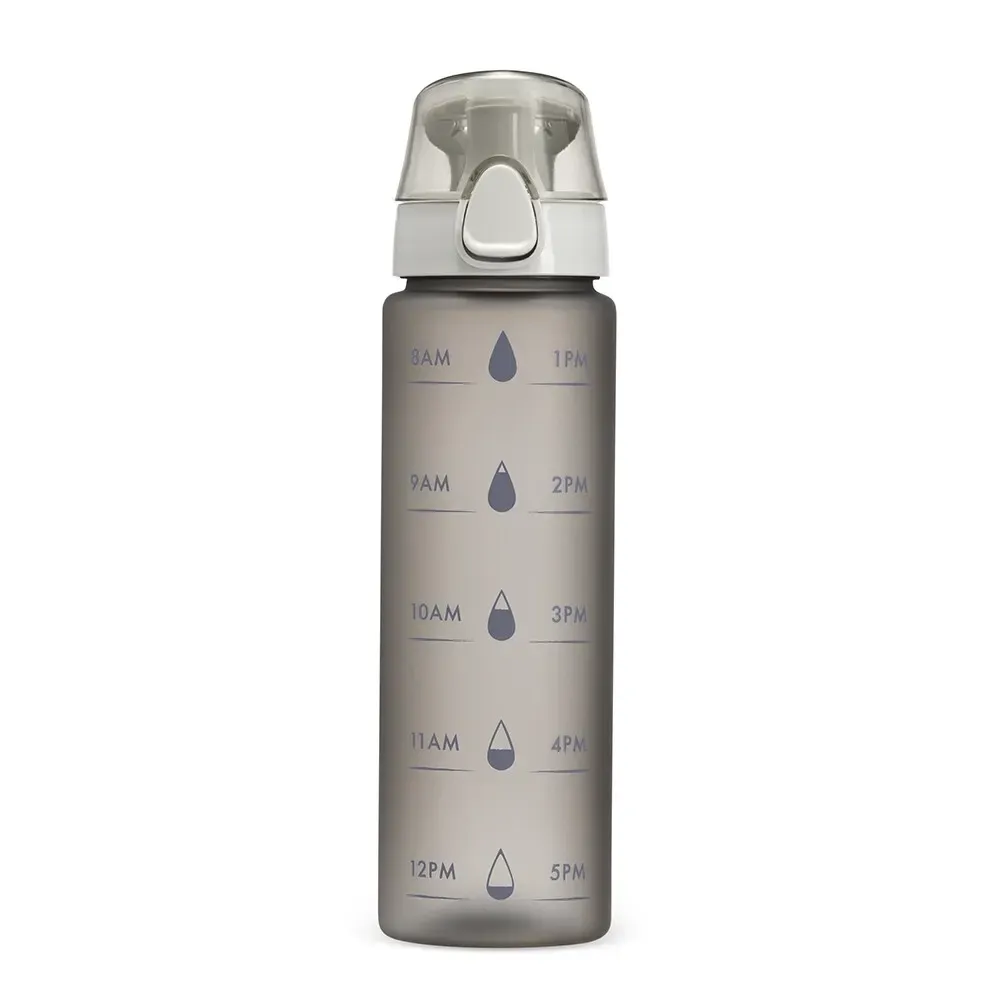 Squeeze plástico 700ml com marcador de horário fumê