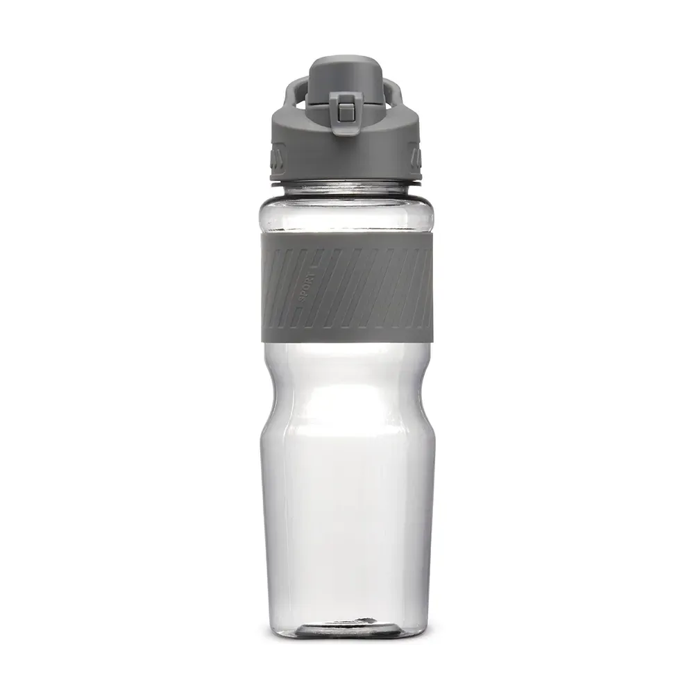 Squeeze plástico personalizado 730ml emborrachado, cinza