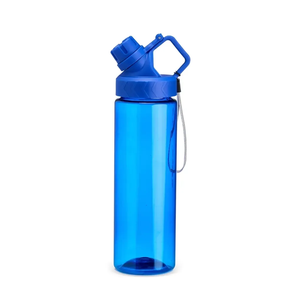 Squeeze plástico 750ml com cordão de nylon azul