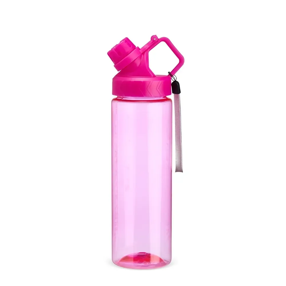 Squeeze plástico 750ml com cordão de nylon rosa