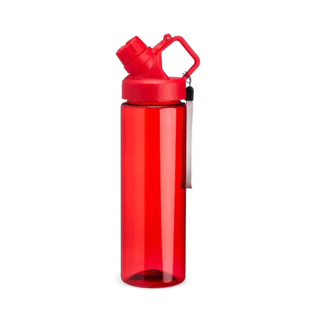 Squeeze plástico 750ml com cordão de nylon vermelho