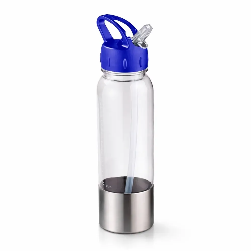 Squeeze plástico 750ml com fundo em inox azul