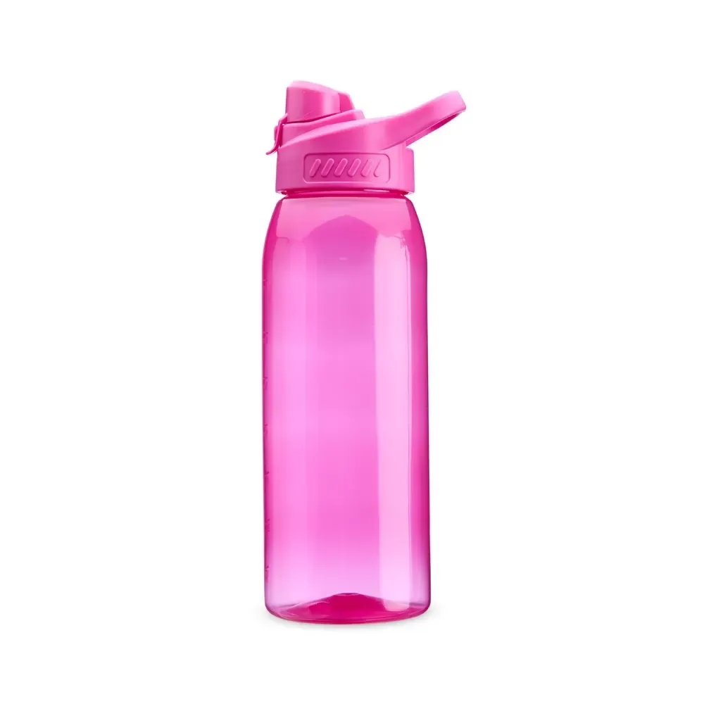 Squeeze plástico 850ml com marcação de volume personalizado, rosa escuro