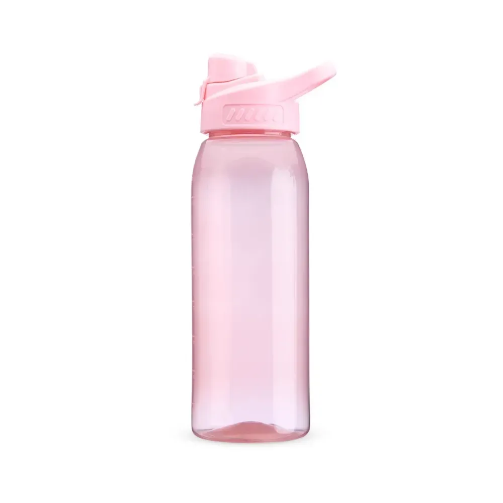 Squeeze plástico 850ml com marcação de volume personalizado, rosa