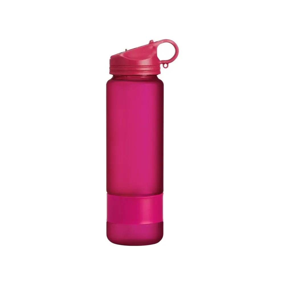 Squeeze plástico 900ml com detalhe emborrachado rosa escuro