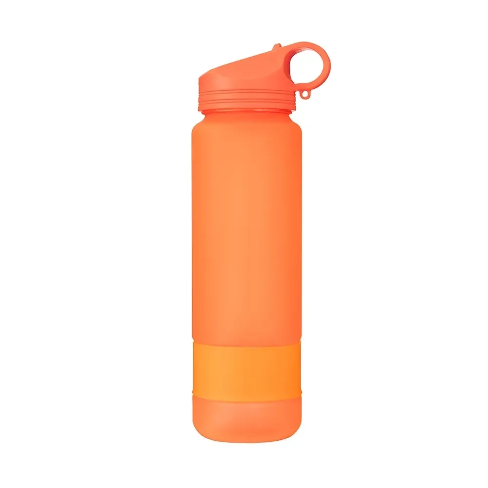Squeeze plástico 900ml com tira emborrachada laranja