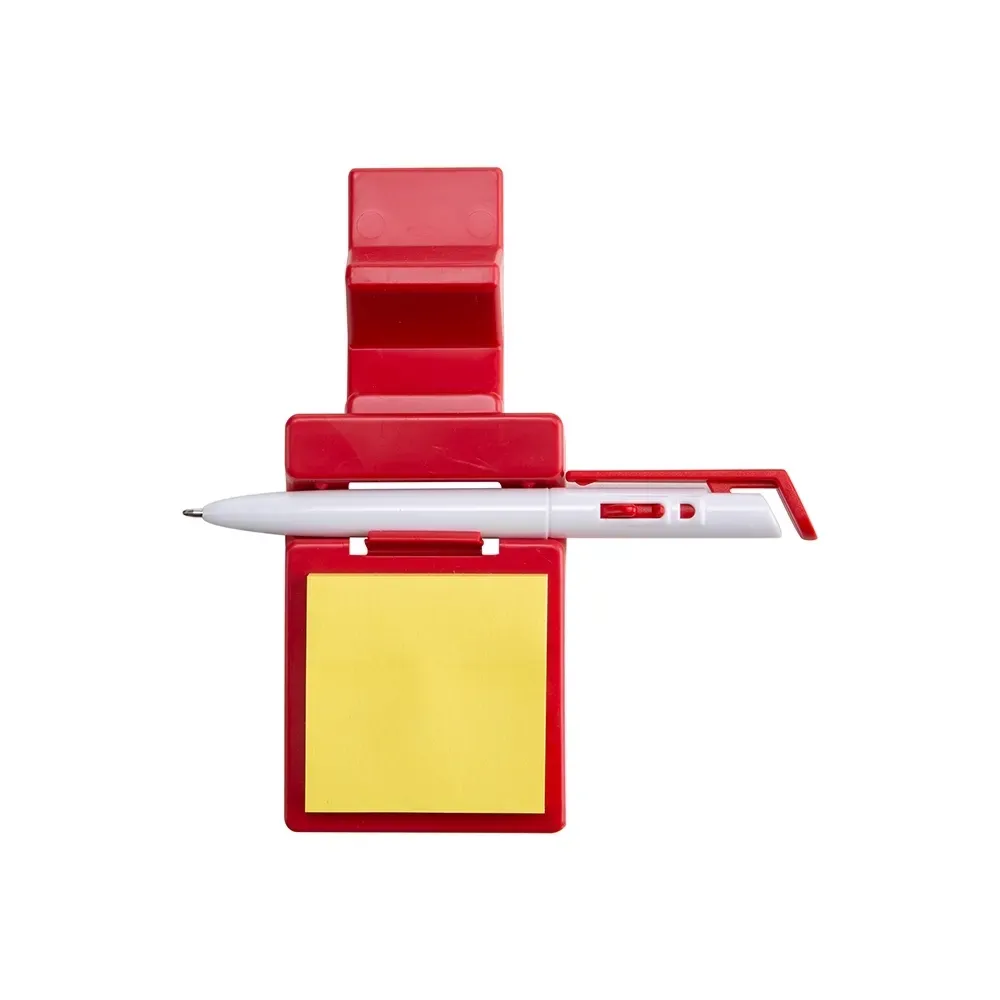 Suporte para Celular com Caneta e Bloquinho personalizado vermelho