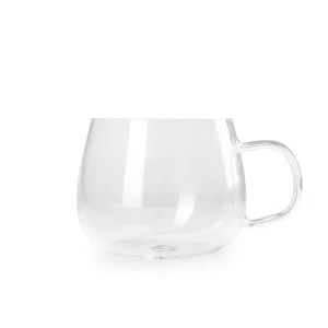 Xícara de vidro 350ml transparente personalizada
