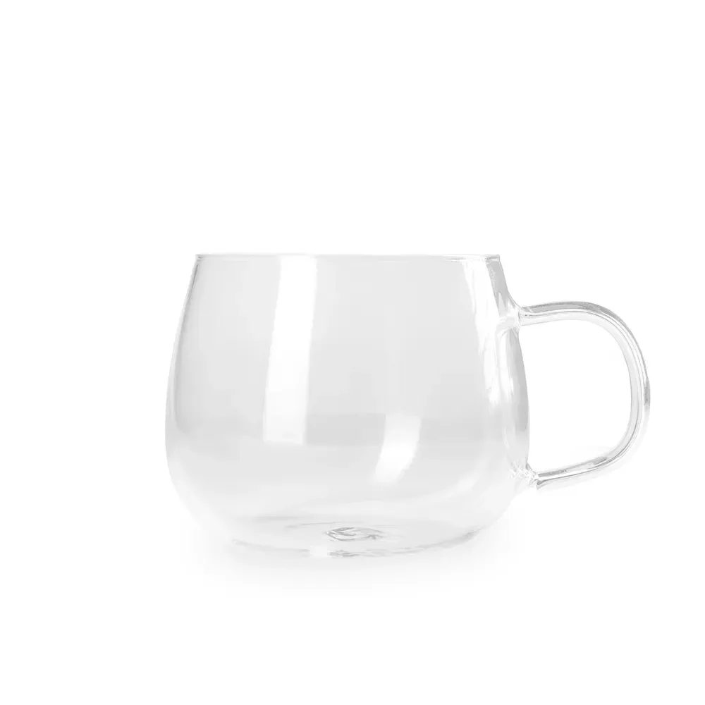 Xícara de vidro 350ml transparente personalizada