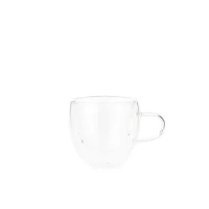 Xícara de vidro 70ml parede dupla transparente personalizada